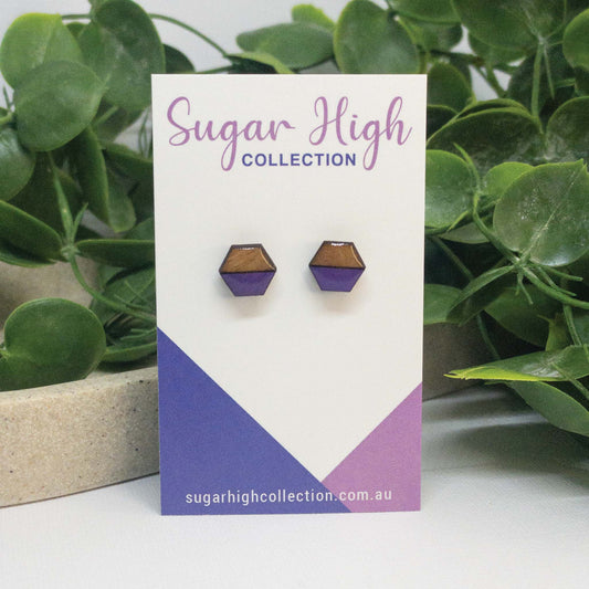 Violet | Wooden Stud Earrings