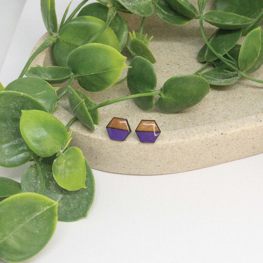 Violet | Wooden Stud Earrings