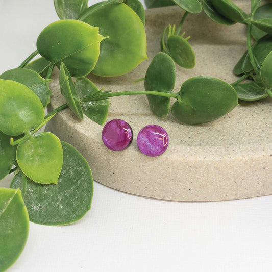 Wonderland Pink | Wooden Stud Earrings